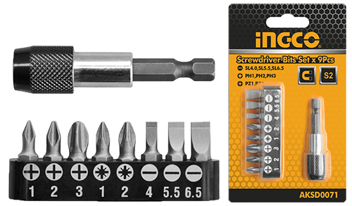 AKSD0071 9 PCS SCREWDRIVER DRILL BITS SET