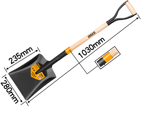 HSSH0102 STEEL SHOVEL WITH HANDLE 1KG