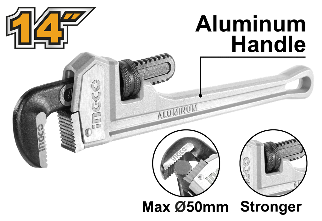 HALPW0114 ALUMINUM HANDLE PIPE WRENCH 14"