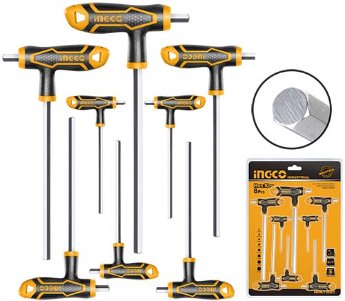 HHKT8081  8 PCS  T-HANDLE HEX WRENCH SET