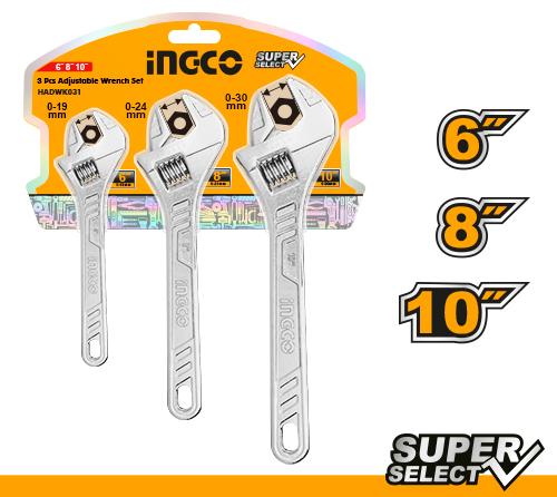 HADWK031 3 PCS ADJUSTABLE WRENCH SET