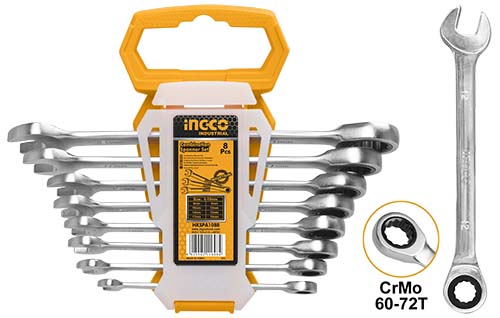 HKSPAR1082  8 PCS RATCHET SPANNER SET