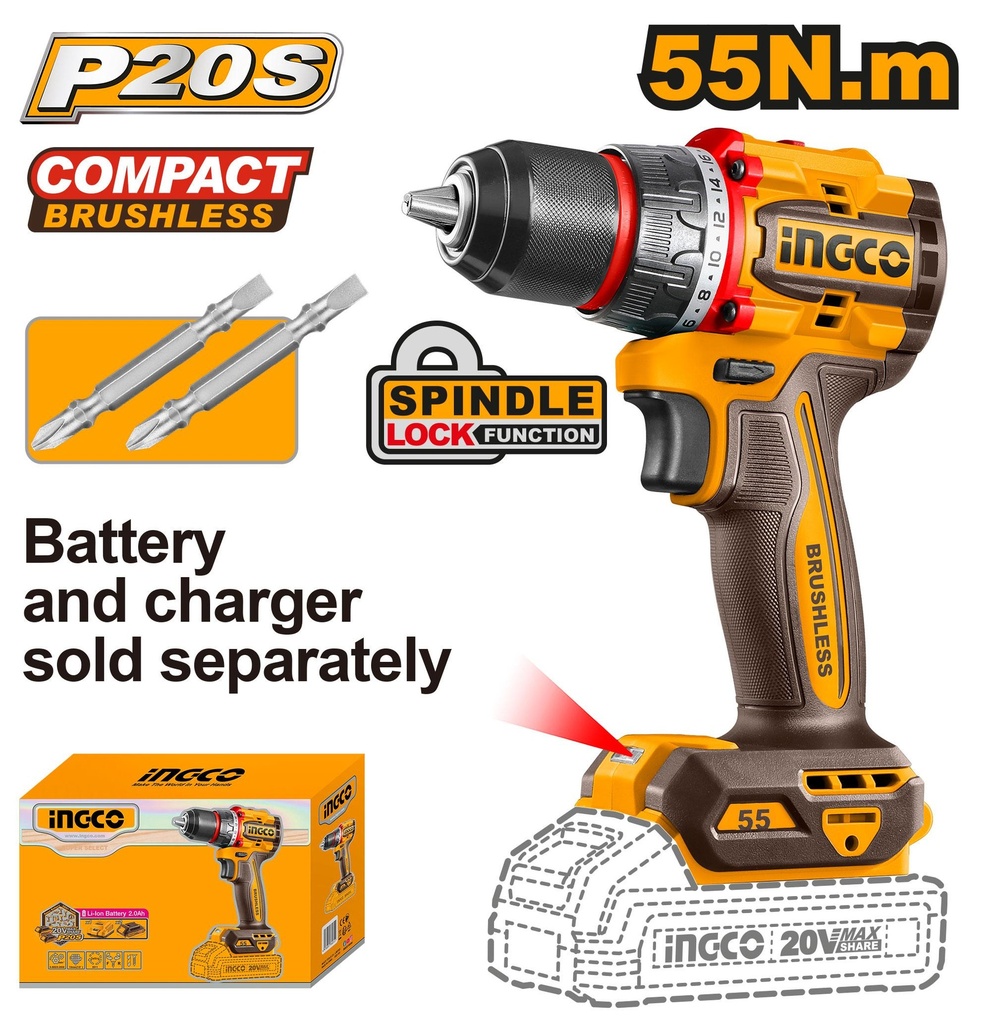 CDLI205581 COMPACT BRUSHLESS CORDLESS DRILL 55NM