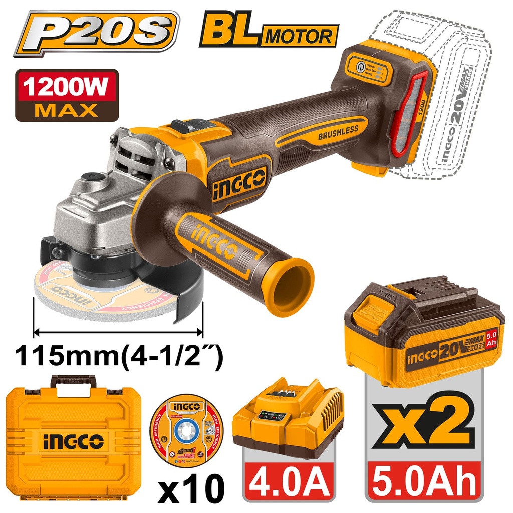 CAGLI2211532 CORDLESS LITHIUM-ION ANGLE GRINDER 20V
